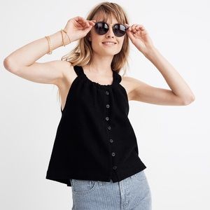 Madewell Texture & Thread Black Button-Front Tank